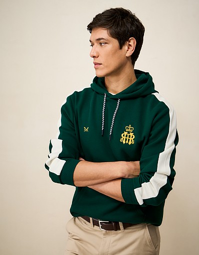 Henley Royal Regatta Panel Hoodie in Green and White