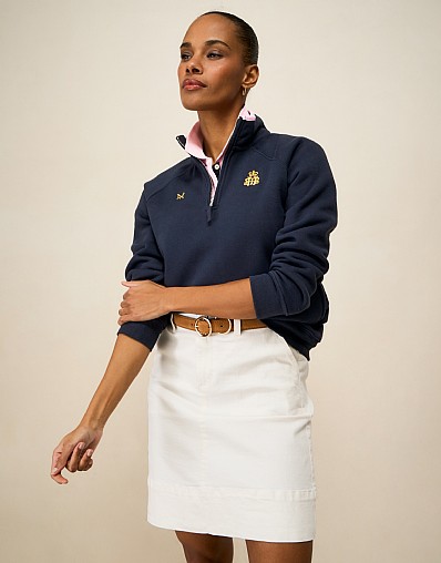 Henley Quarter Zip Sweatshirt in Navy