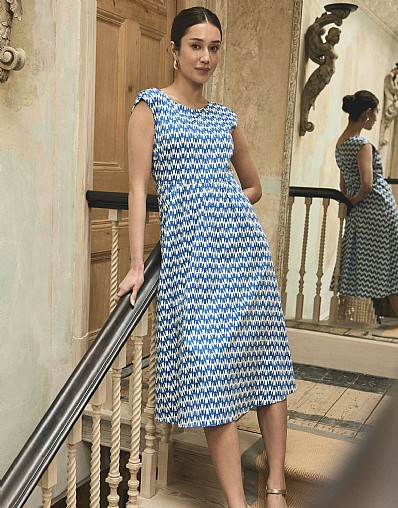 Henley Sleeveless Fit and Flare Dress in Blue