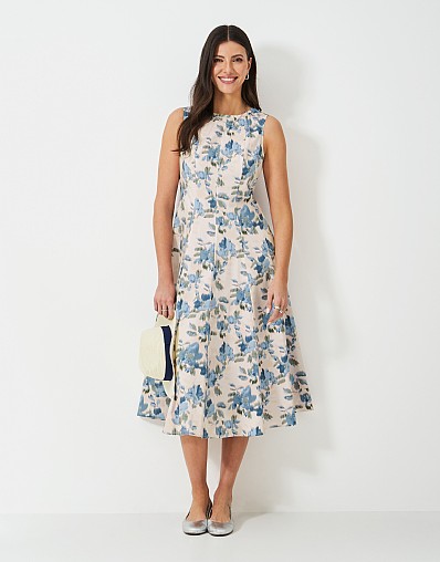 Henley Panelled Fit and Flare Dress in Pink
