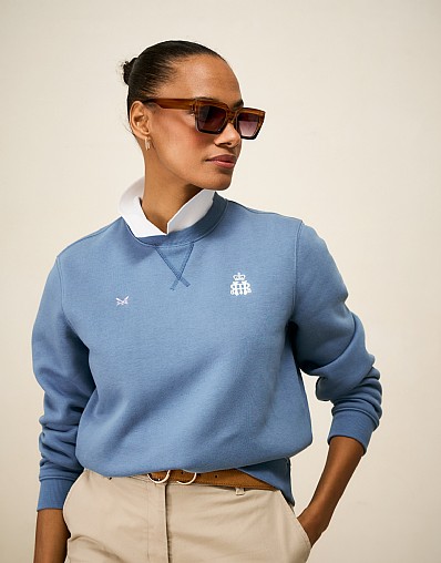 Henley Crew Neck Sweatshirt in Blue