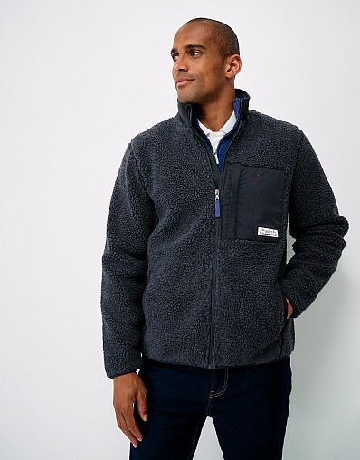 Borg Patch Pocket Jacket in Navy