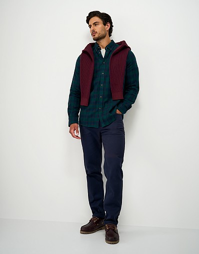 Flannel Check Classic Fit Shirt in Green & Navy Blackwatch
