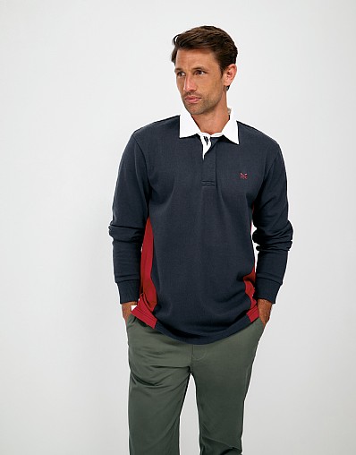 Side Panel Rugby Shirt In Navy and Red