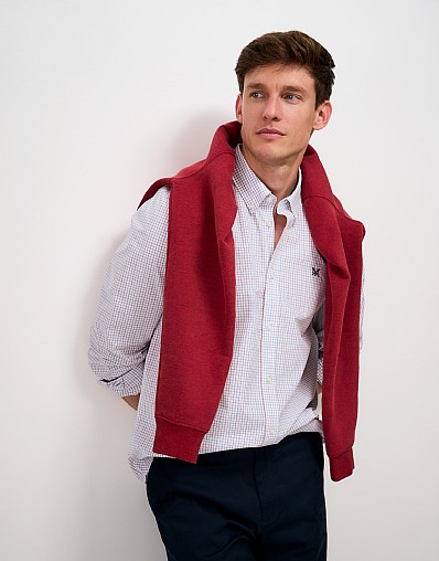Poplin Tattersall Check Classic Fit Shirt in Ivory, Rose and Blue