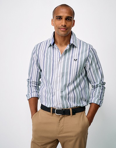 Oxford Boathouse Striped Classic Fit Shirt in Blue and White