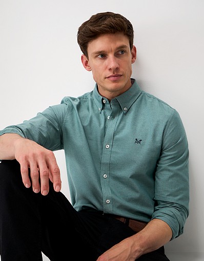 Plain Slim Fit Oxford Shirt in Dusty Blue