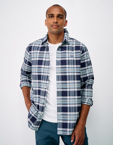 Oxford Rupert Classic Fit Check Shirt in Navy, White and Blue