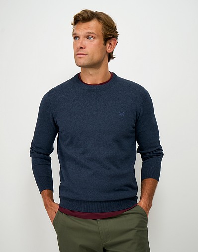 Organic Cotton Crew Neck Jumper in Navy