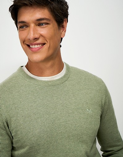 Organic Cotton Crew Neck Jumper in Light Green