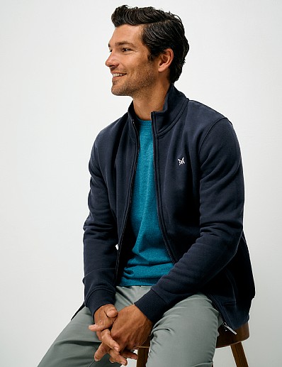 Zip Through Sweatshirt in Dark Navy