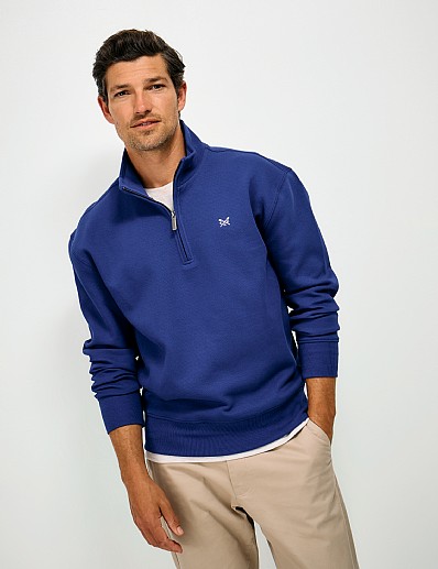 Pique Half Zip Sweatshirt in Blue