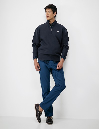 Pique Half Zip Sweatshirt in Navy