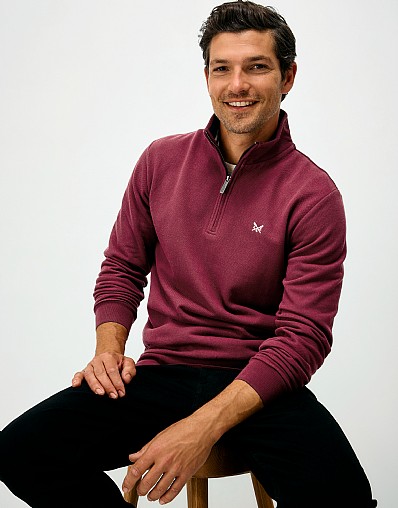 Birdseye Half Zip in Burgundy