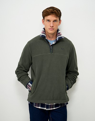 Aldringham Half Zip Fleece in Olive Green