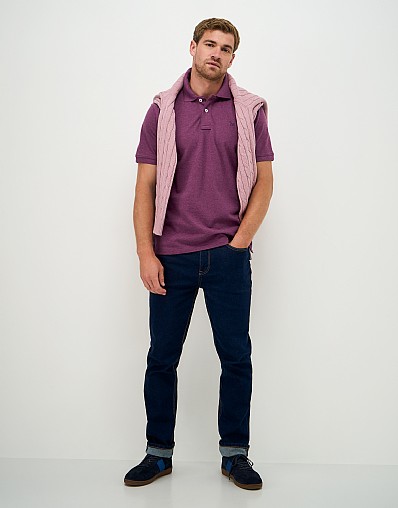 Classic Pique Polo in Purple Marl