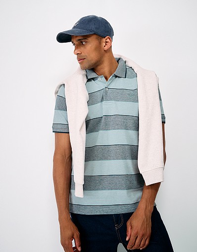 Oxford Stripe Polo Shirt in Green and Teal