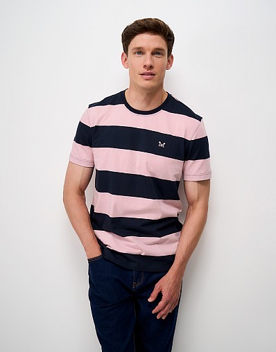Newton Cotton Stripe Tee in Pink and Navy