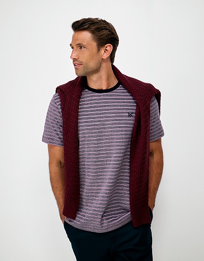 Birdseye Multi-Stripe Tee in Blue, Pink & White