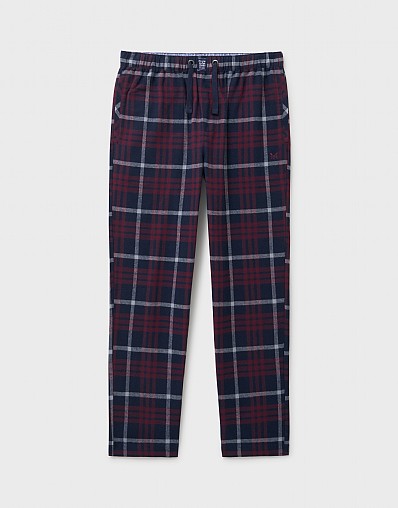 Cotton Flannel Lounge Trousers in Burgundy, Navy and Grey Check