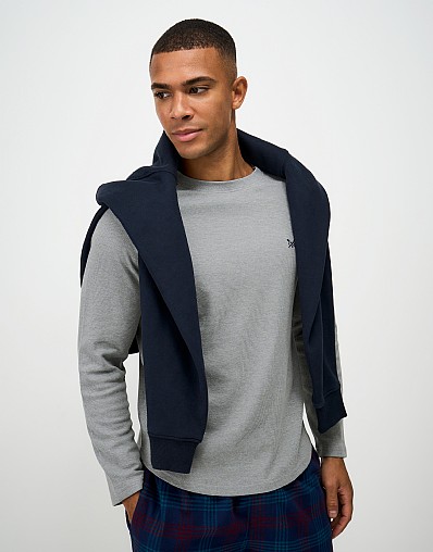 Long Sleeve Waffle Tee in Grey Marl