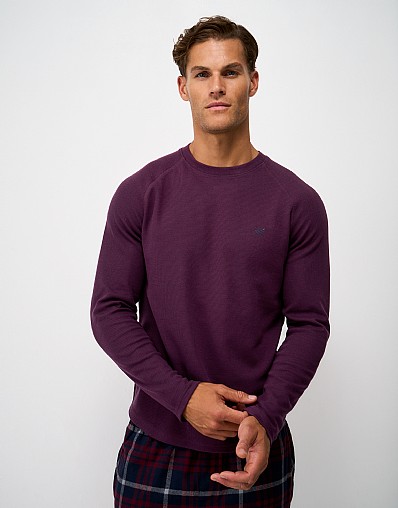 Long Sleeve Waffle T-Shirt in Dark Purple