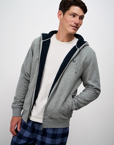 Bellingham Zip Through Hoodie in Chalk Grey Marl