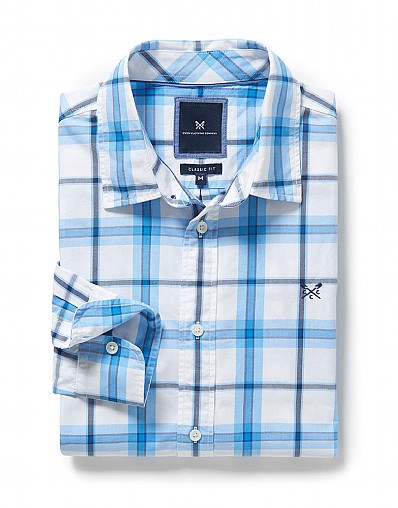 Bamburgh Classic Fit Check Shirt In Sky Blue