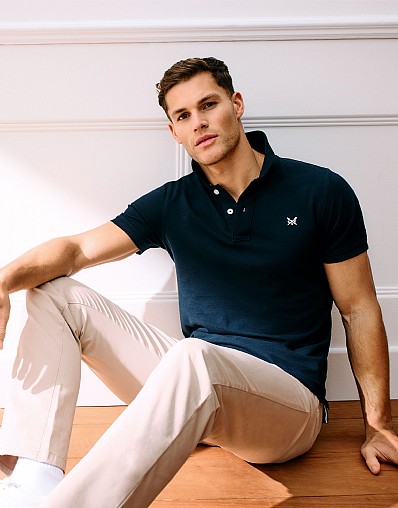Navy Cotton Pique Polo Shirt