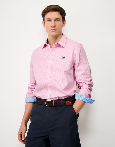 Crew Classic Fit Micro Gingham Shirt in Pink
