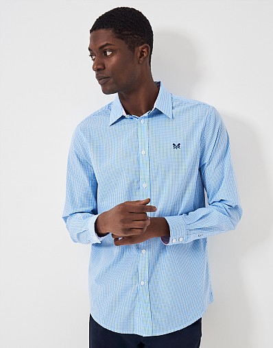 Crew Classic Fit Micro Gingham Shirt in Sky