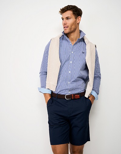 Crew Classic Fit Micro Gingham Shirt in Ultramarine