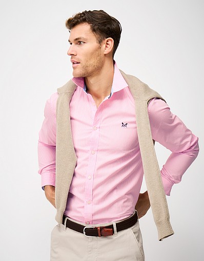 Crew Classic Fit Micro Stripe Shirt in Pink