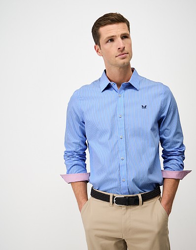 Crew Classic Micro Stripe in Sky and White