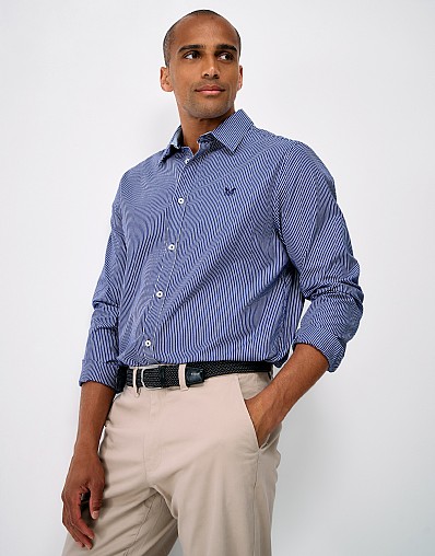Crew Classic Micro Stripe Shirt in Dark Blue and White