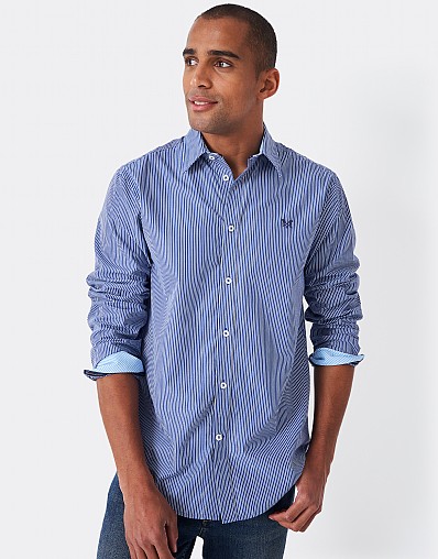 Blue Micro Stripe Classic Fit Cotton Shirt