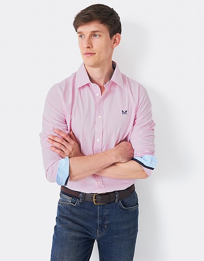 Crew Slim Fit Micro Gingham Shirt