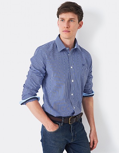 Crew Slim Fit Micro Gingham Shirt