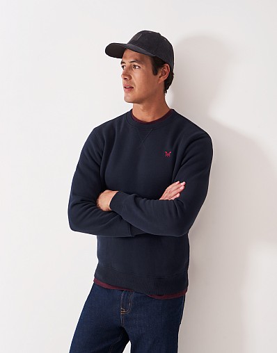 Crossed Oars Crew Neck Sweatshirt in Navy