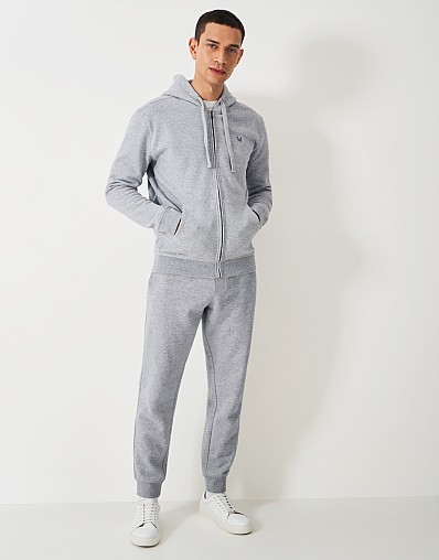 Crossed Oars Zip Through Hoodie in Grey Marl