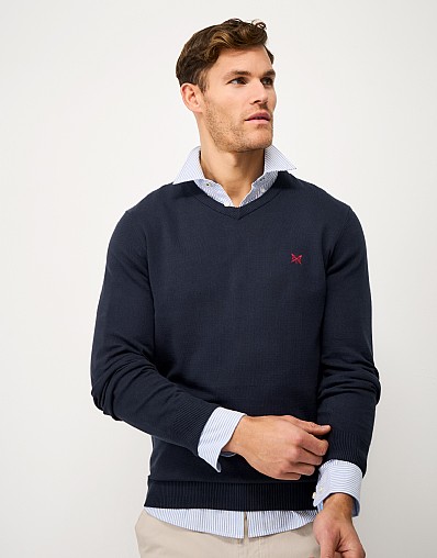 Organic Cotton Crew Neck Jumper in Navy