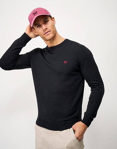 Organic Cotton Crew Neck Jumper in Charcoal Marl