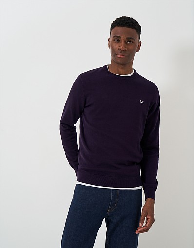 Organic Cotton Crew Neck Jumper in Dark Navy