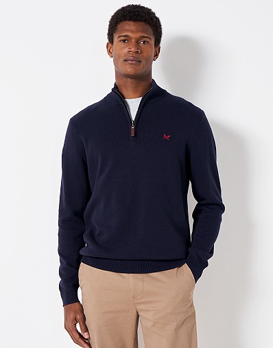 Organic Classic Half Zip Jumper in Navy