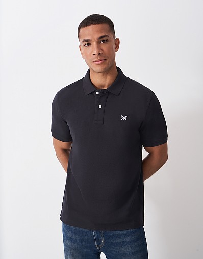 Men's Classic Pique Polo Shirt in Black from Crew Clothing