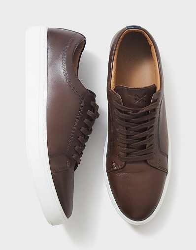 mens smart black leather trainers