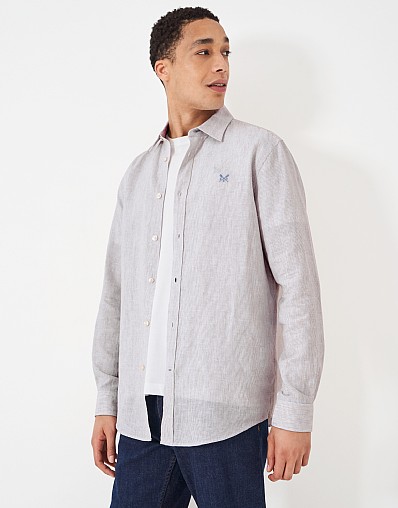 Stripe Weekend Collar Classic Fit Linen Shirt