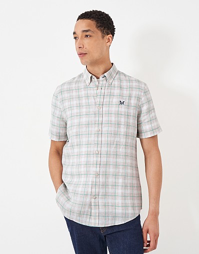 Short Sleeve Linen Check Shirt