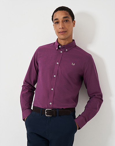Slim Fit Cotton Oxford Shirt in Mulberry