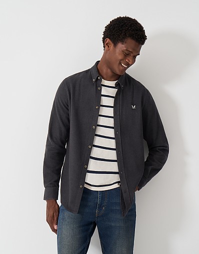 Cotton Flannel Shirt in Charcoal